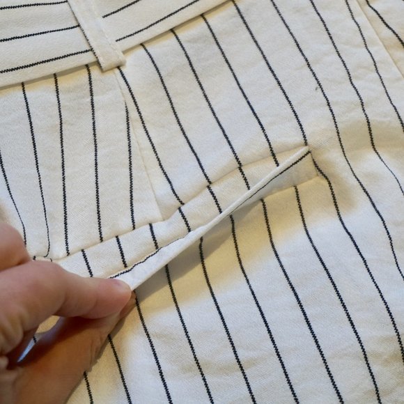 💚 WILLIAM B Wide Leg Striped Belted Pants (M) - Picture 10 of 14